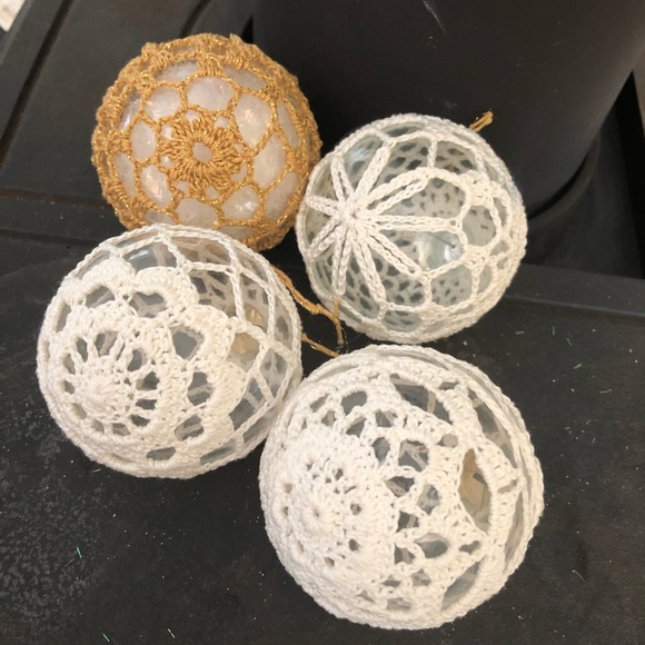 Set of four Crocheted Christmas Bulbs - Picture 2 of 4
